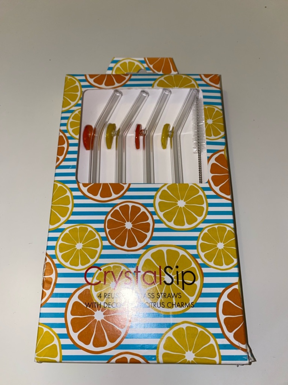 CrystalSip Glass Drinking Straws Citrus Design